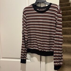 Burgandy Striped Long Sleeve Sweater